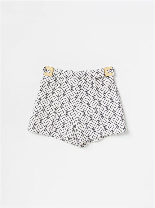 SHORTS  IN CREPE DOPPIO STAMPA LOGO INCASTRO BURRO/NERO ELISABETTA FRANCHI La Mia Bambina | EFBE055 0 TV682/D027